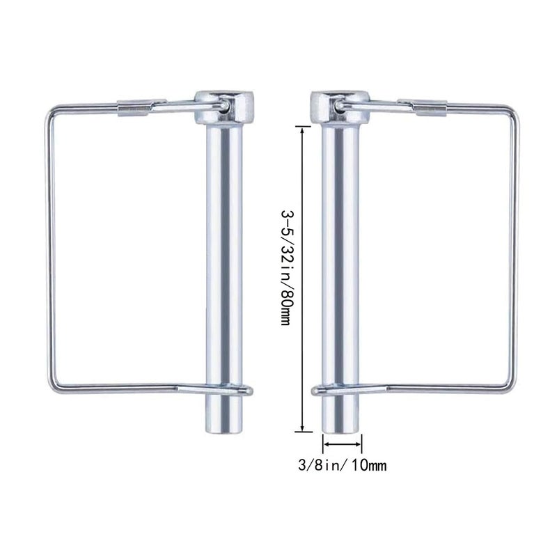 Truleego 3/8" x 3-5/32" Trailer Hitch Pin 2 Pack, Heavy Duty Carbon Steel Hitch Locking Pins, Zinc Plated Rust-Resistant Coupler Pins for Utility Trailer, RV, Boat, Lawn Tractor, Farm Equipment - Image 3